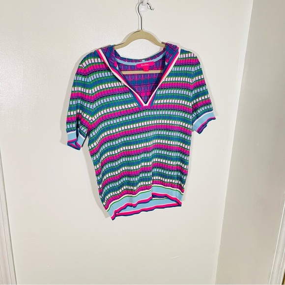 Lilly Pulitzer Avington Sweater Hoodie Short SET Turquoise Shore Athleisure Rare - Picture 7 of 12